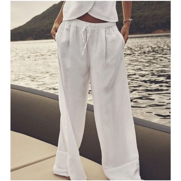 Zara Pants - Zara Linen wide leg Palazzo Pants pull on XS
